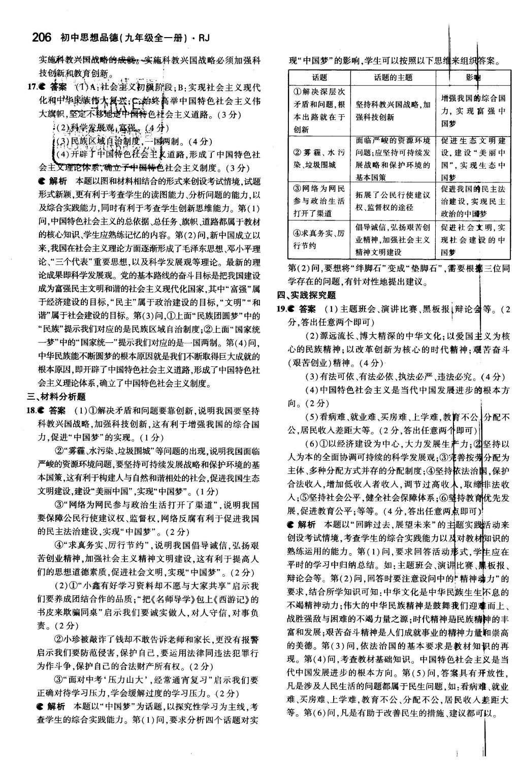 2015年5年中考3年模拟九年级初中思想品德全一册人教版 第四单元 满怀希望 迎接明天第56页