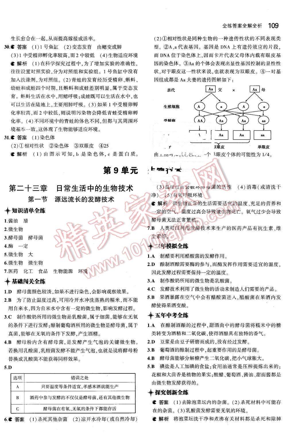 2016年5年中考3年模擬初中生物八年級(jí)下冊(cè)蘇教版 第16頁