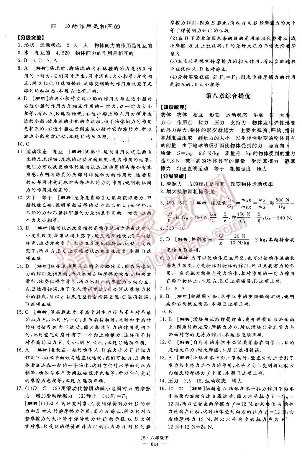 2016年经纶学典学霸八年级物理下册江苏版 第14页