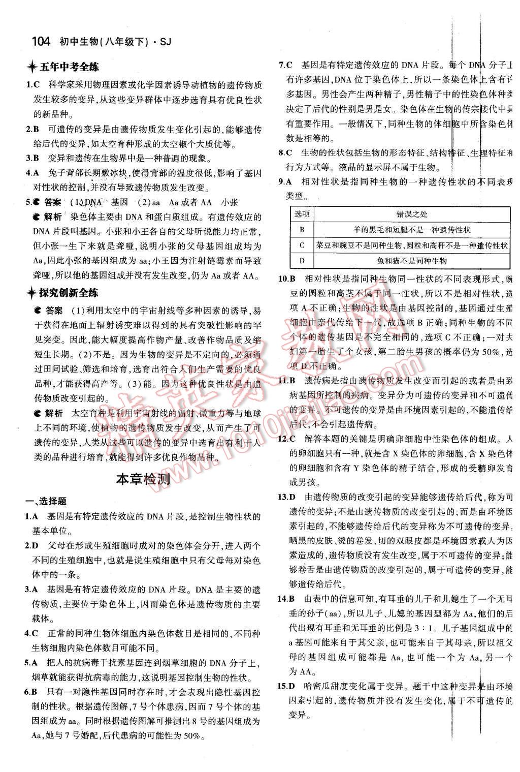 2016年5年中考3年模擬初中生物八年級下冊蘇教版 第11頁