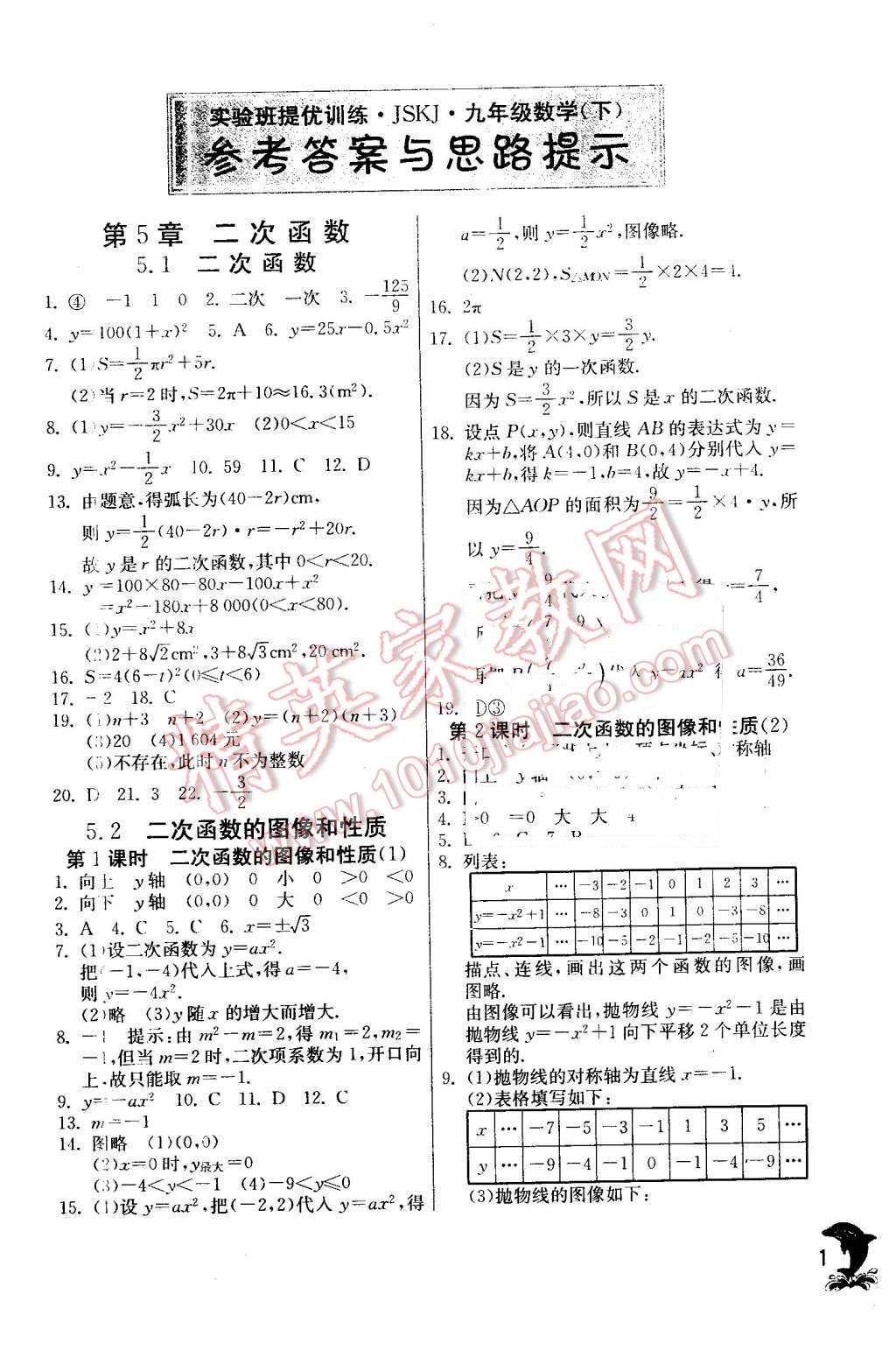 2016年实验班提优训练九年级数学下册苏科版 第1页