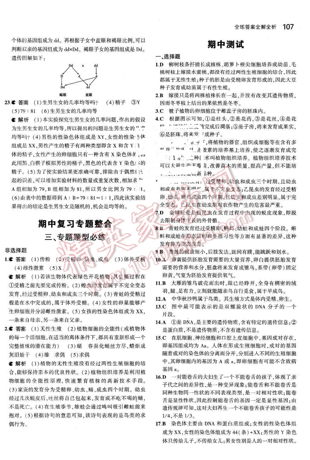 2016年5年中考3年模擬初中生物八年級(jí)下冊(cè)蘇教版 第14頁(yè)