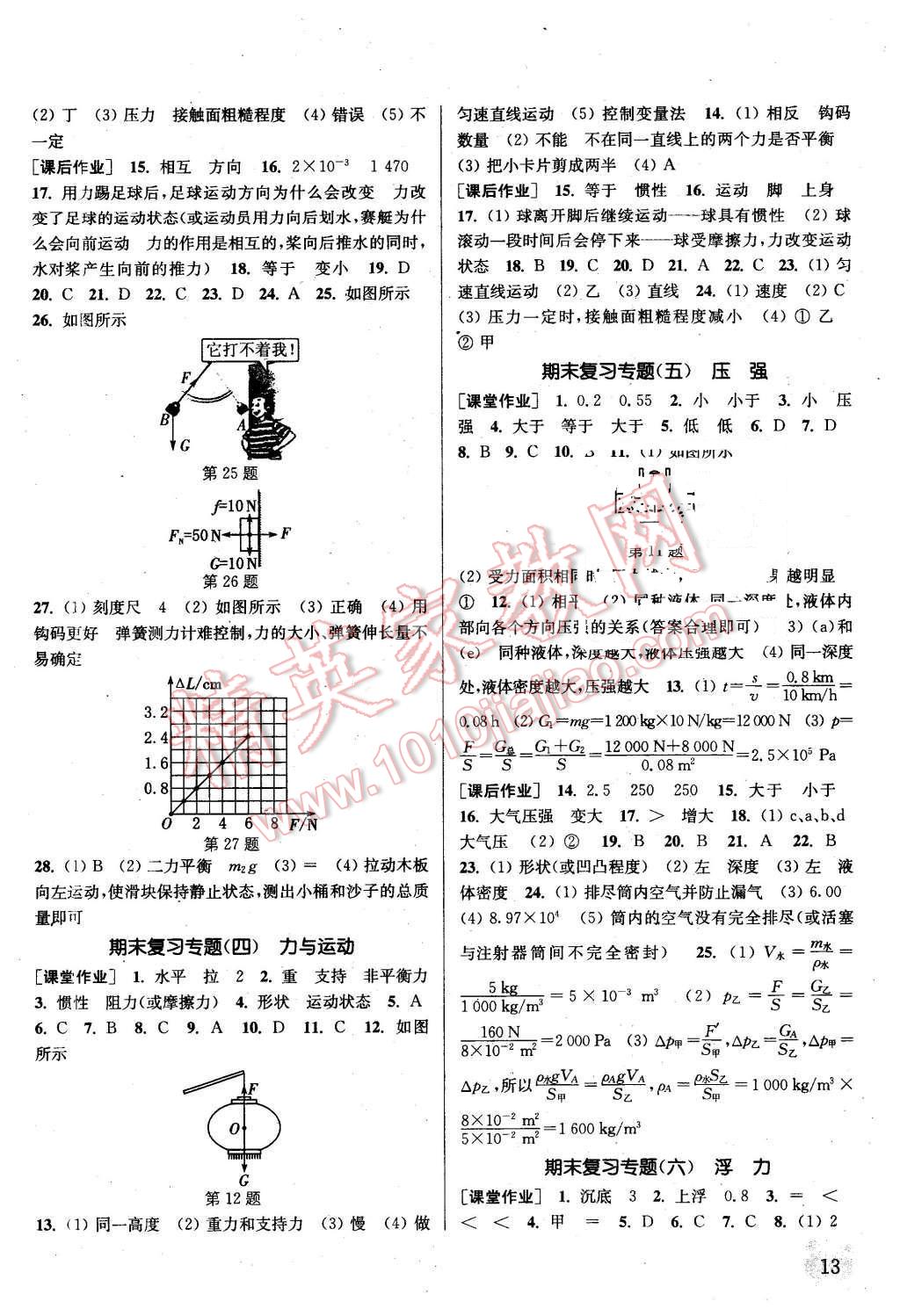 2016年通城學(xué)典課時(shí)作業(yè)本八年級(jí)物理下冊(cè)蘇科版 第13頁(yè)