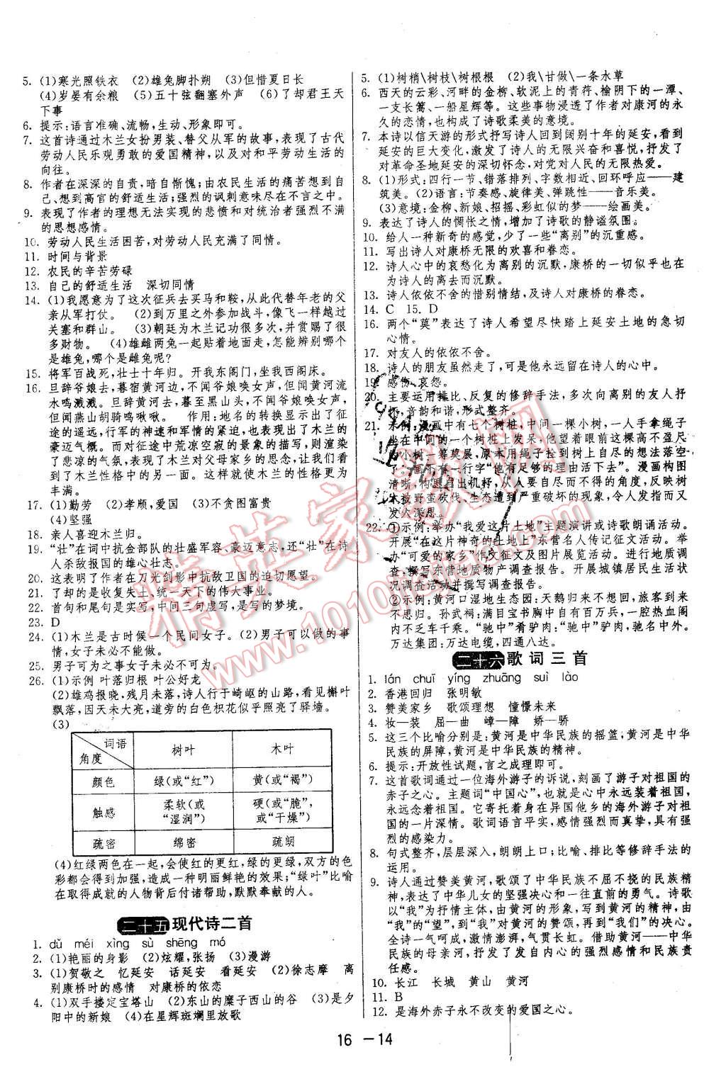 2016年1課3練單元達標測試七年級語文下冊蘇教版 第14頁