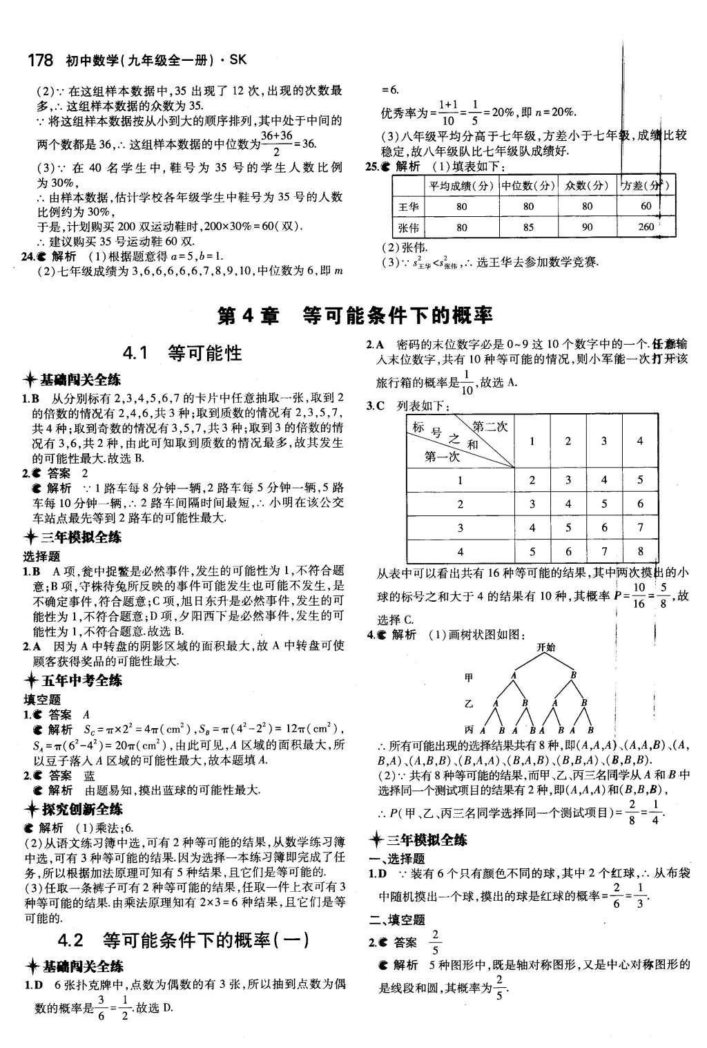 2015年5年中考3年模擬初中數(shù)學九年級全一冊蘇科版 第3章 數(shù)據(jù)的集中趨勢和離散程度第22頁