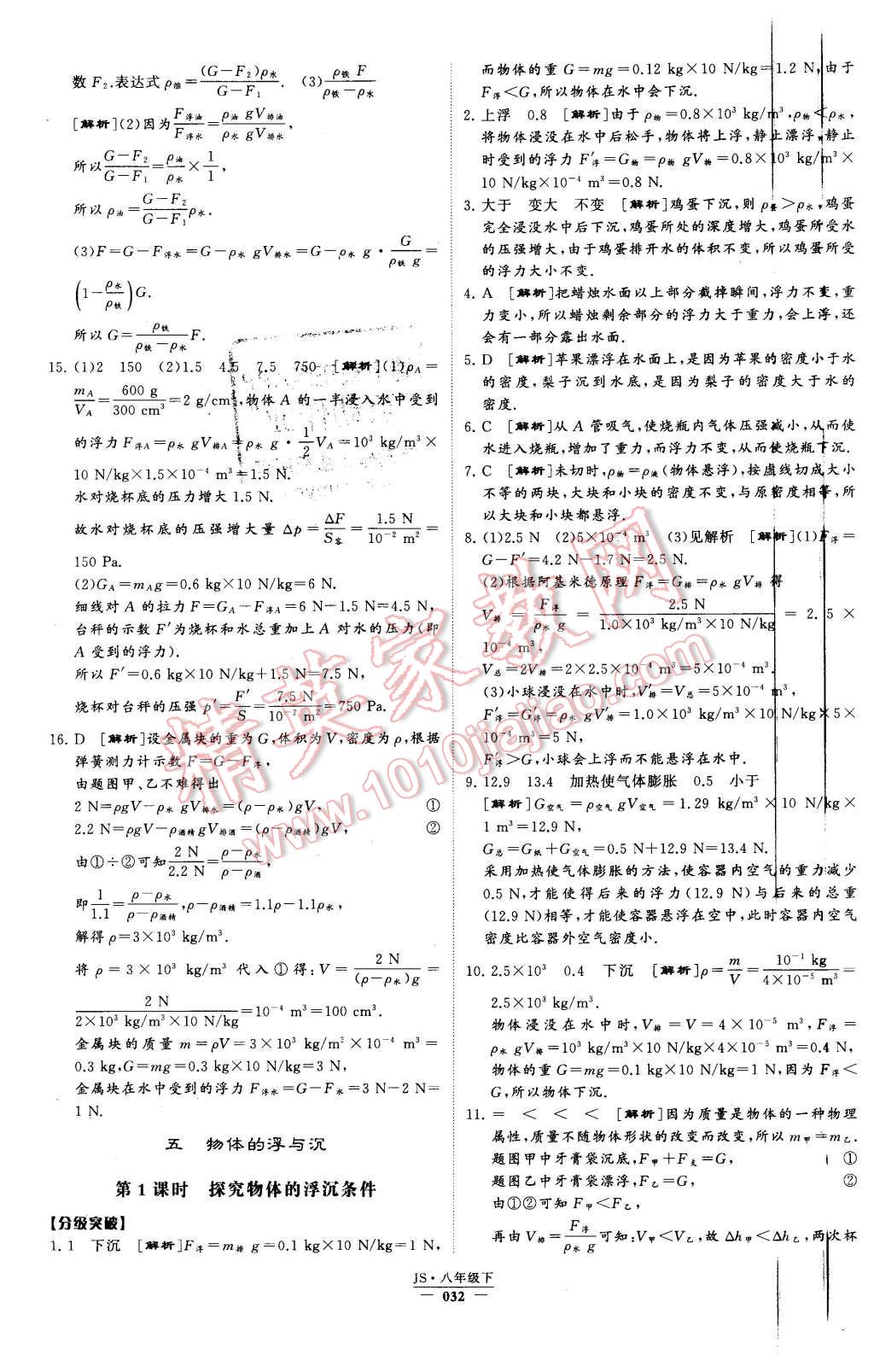 2016年经纶学典学霸八年级物理下册江苏版 第32页