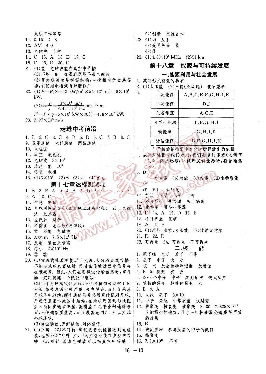 2016年1課3練單元達(dá)標(biāo)測(cè)試九年級(jí)物理下冊(cè)蘇科版 第10頁(yè)