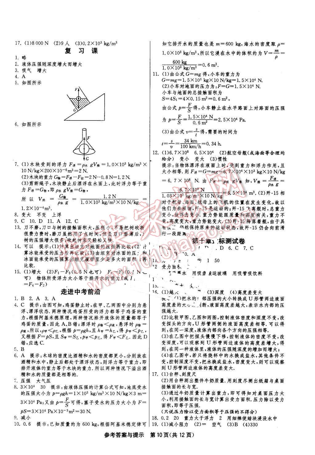 2016年1課3練單元達(dá)標(biāo)測試八年級物理下冊蘇科版 第10頁