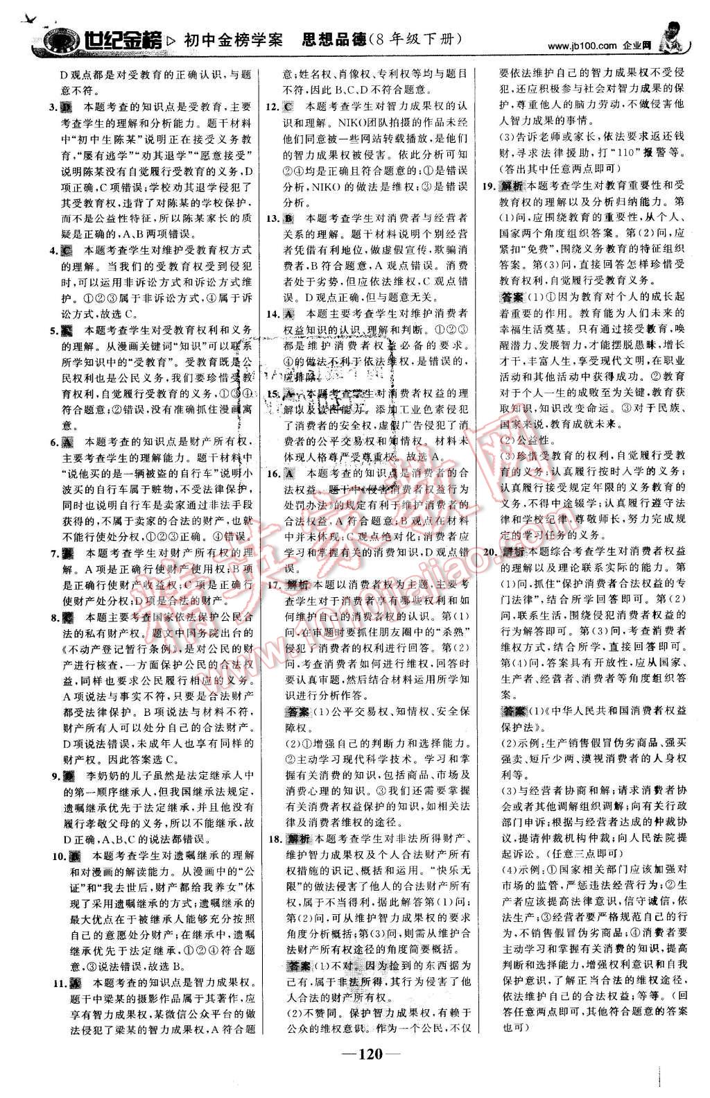 2016年世纪金榜金榜学案八年级思想品德下册人教版 第21页