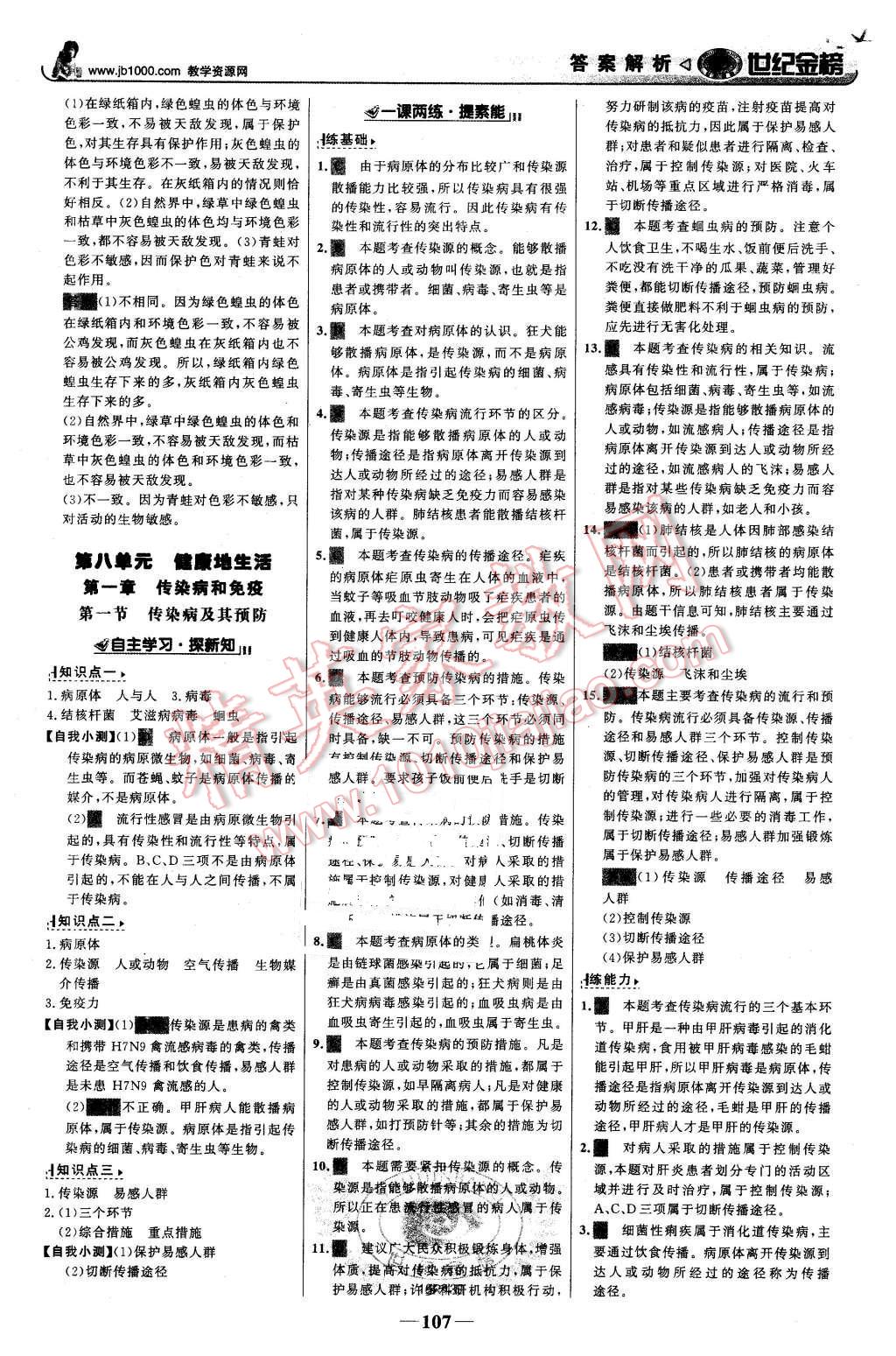 2016年世纪金榜金榜学案八年级生物下册人教版 第16页