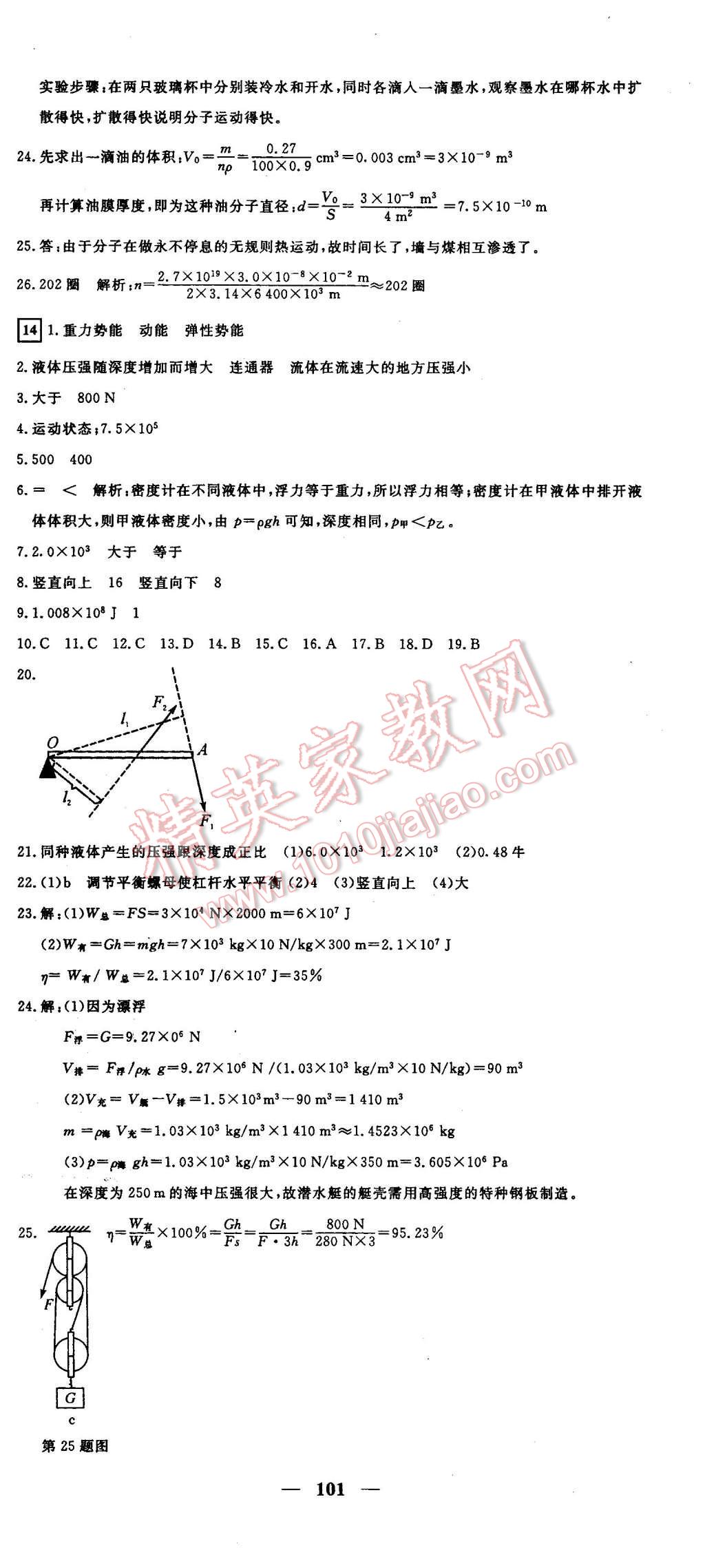 2016年王后雄黃岡密卷八年級(jí)物理下冊(cè)滬科版 第11頁(yè)