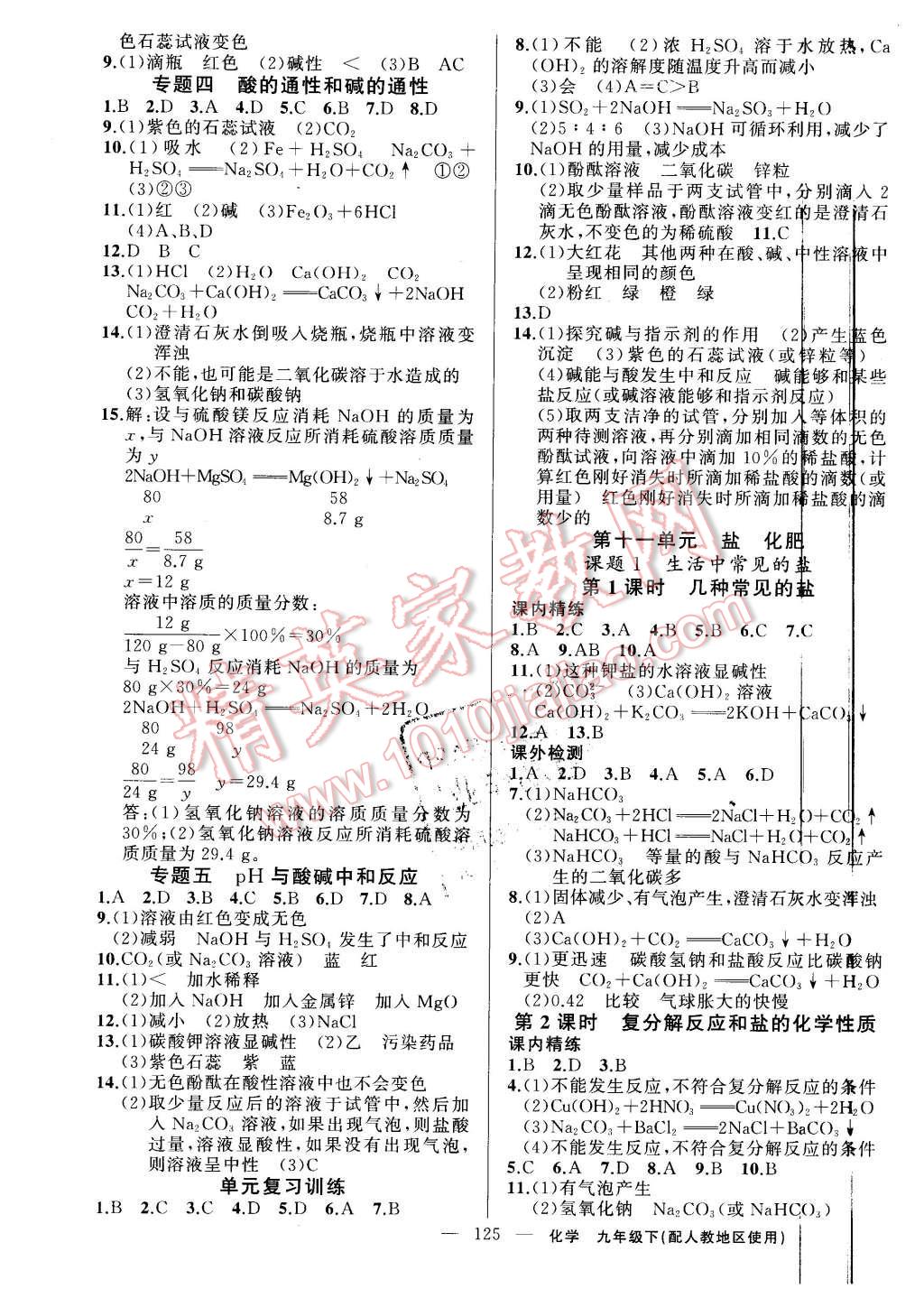 2016年黃岡100分闖關(guān)九年級(jí)化學(xué)下冊(cè)人教版 第7頁