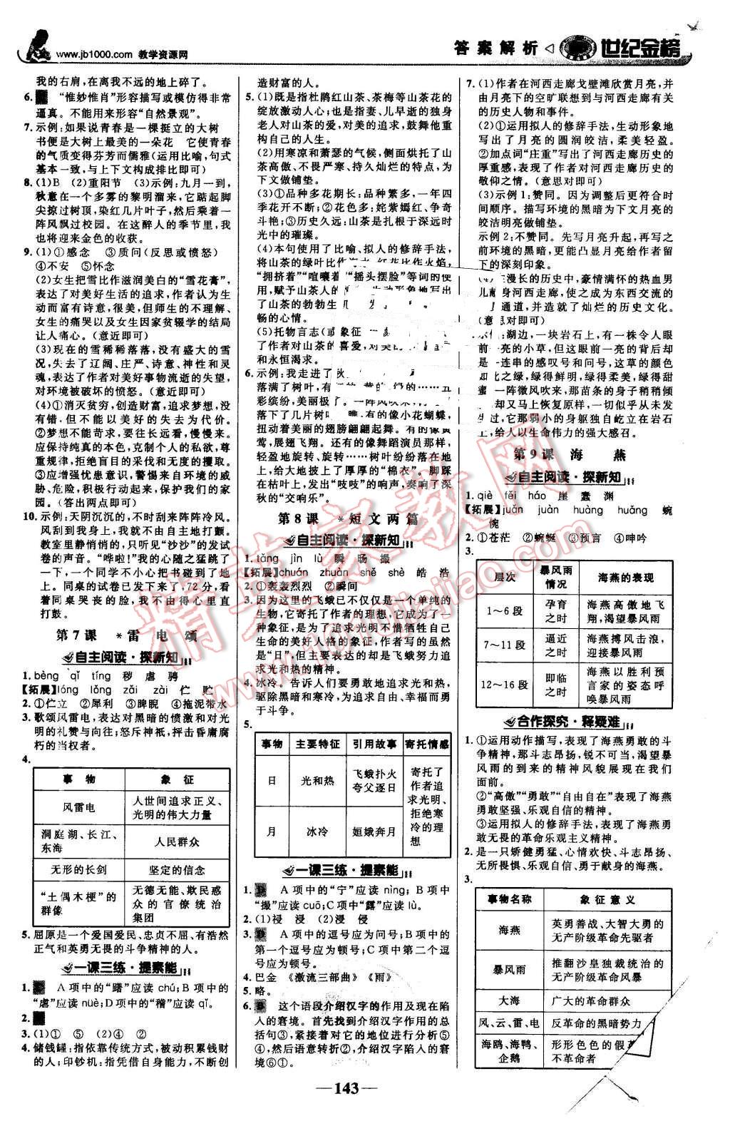 2016年世紀金榜金榜學案八年級語文下冊人教版 第4頁