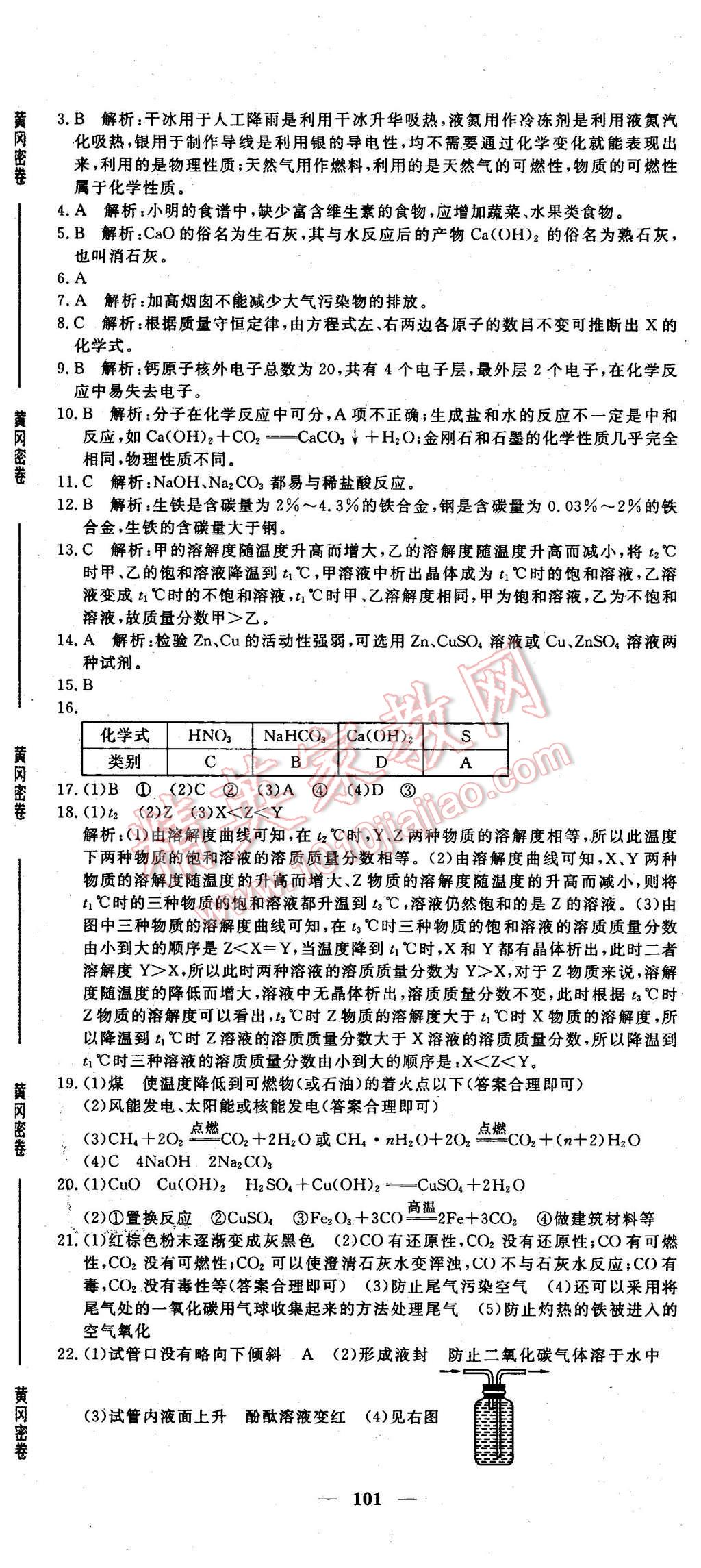 2016年王后雄黄冈密卷九年级化学下册人教版 第17页