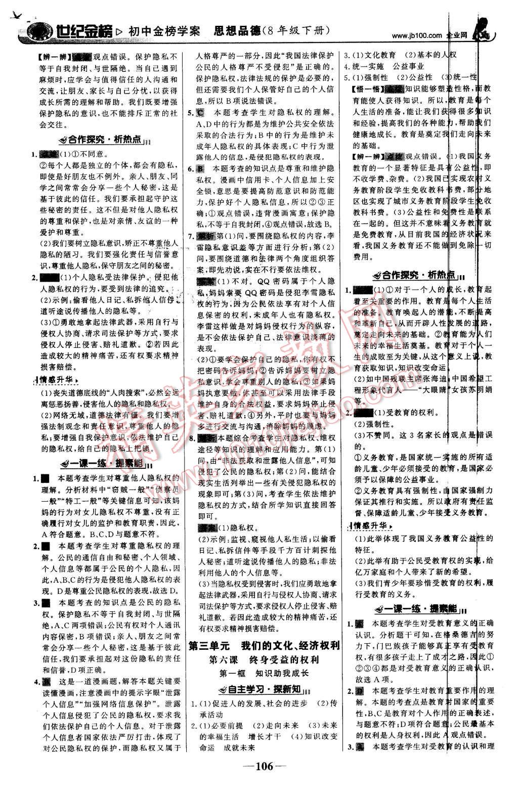 2016年世紀(jì)金榜金榜學(xué)案八年級思想品德下冊人教版 第7頁