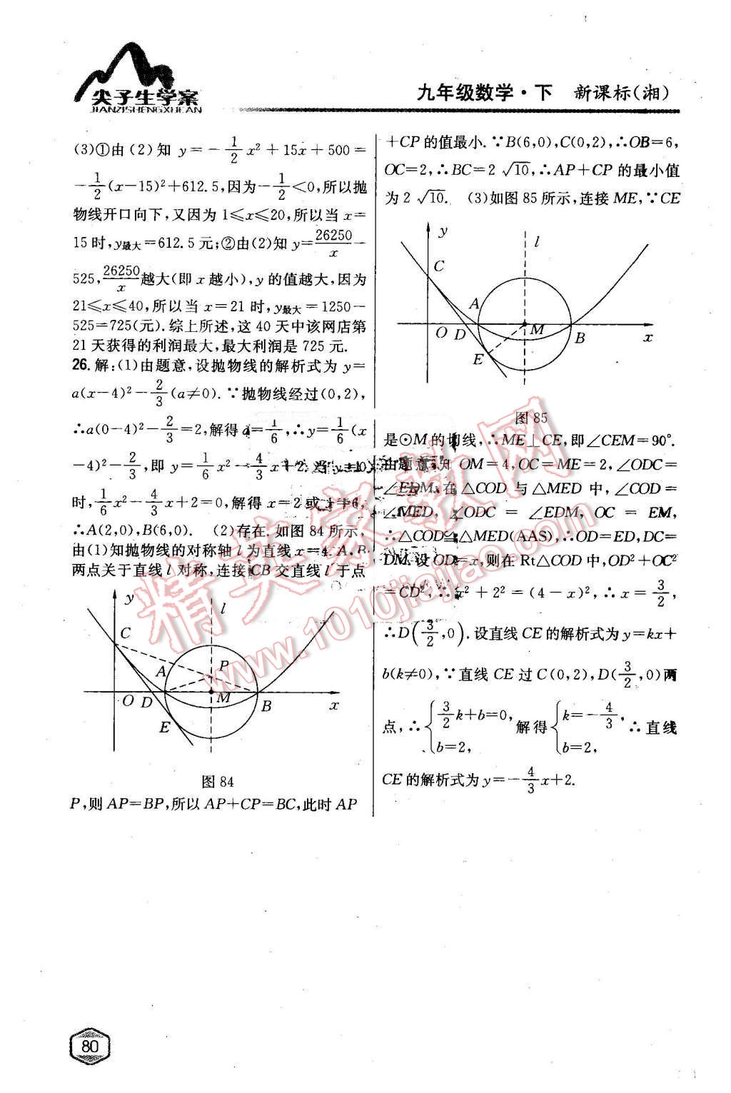 2016年尖子生學案九年級數(shù)學下冊湘教版 第41頁