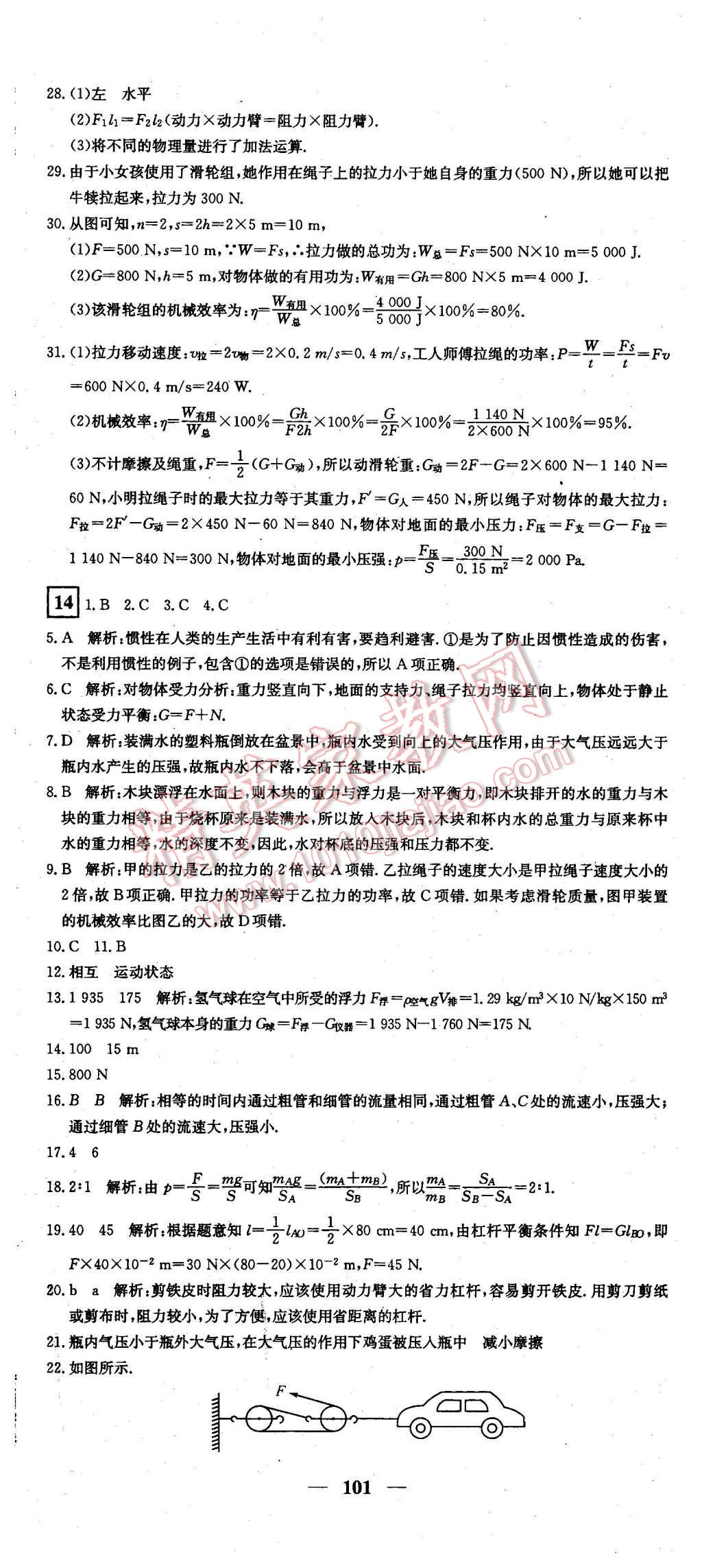 2016年王后雄黃岡密卷八年級物理下冊人教版 第17頁