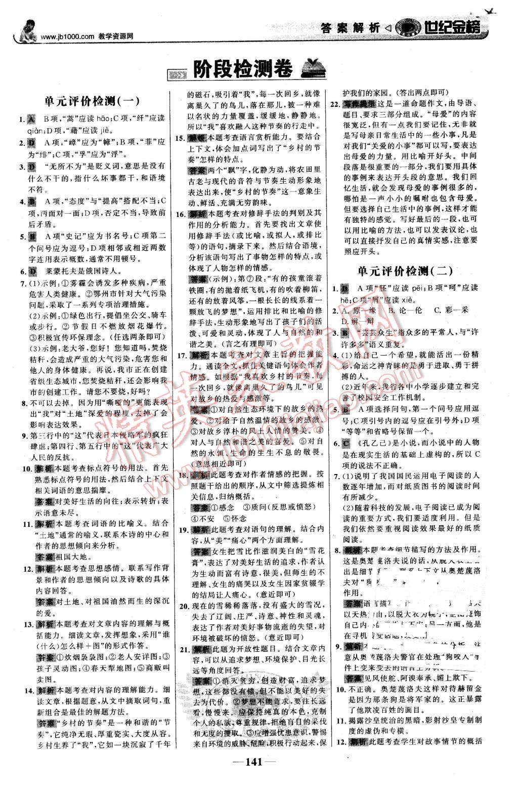 2016年世紀(jì)金榜金榜學(xué)案九年級語文下冊人教版 第18頁