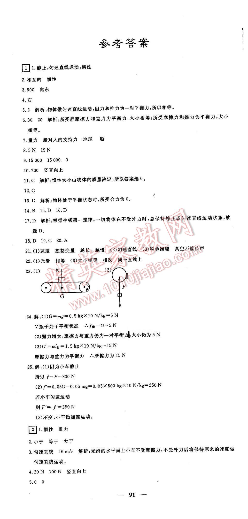 2016年王后雄黃岡密卷八年級物理下冊滬科版 第1頁