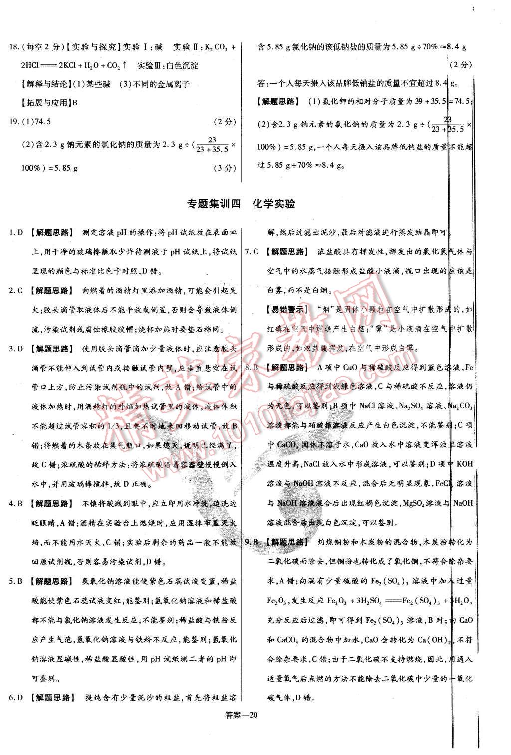 2016年金考卷活頁(yè)題選九年級(jí)化學(xué)下冊(cè)粵教版 第20頁(yè)