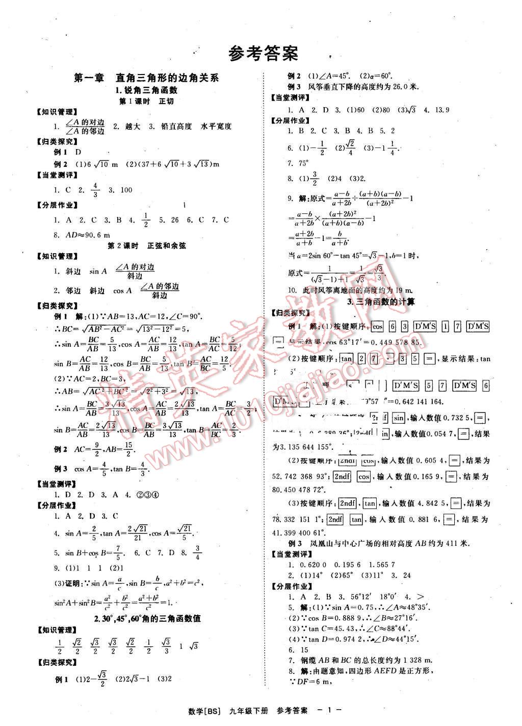 2016年全效學(xué)習(xí)九年級(jí)數(shù)學(xué)下冊(cè)北師大版 第1頁(yè)