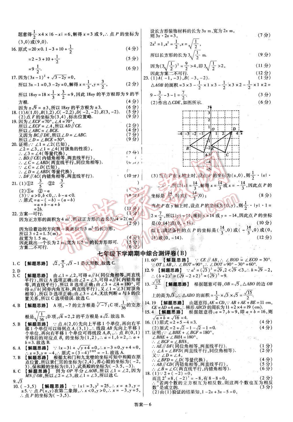 2016年金考卷活頁(yè)題選七年級(jí)數(shù)學(xué)下冊(cè)人教版 第6頁(yè)