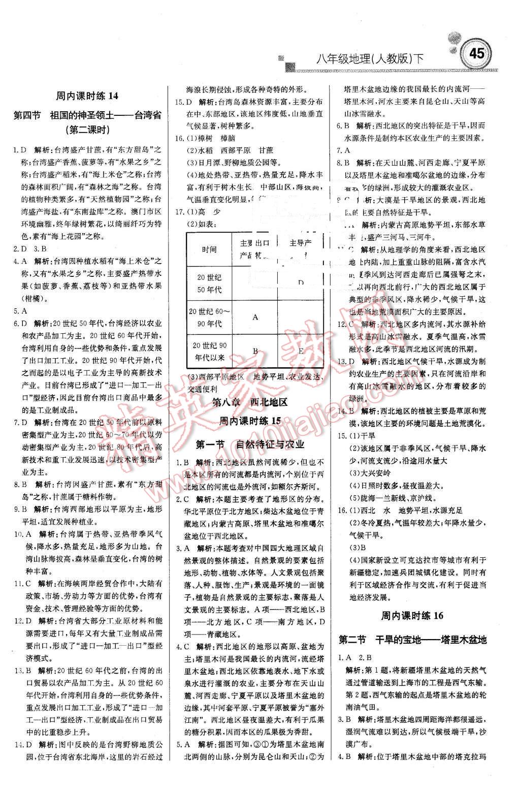 2016年輕巧奪冠周測月考直通中考八年級地理下冊人教版 第7頁