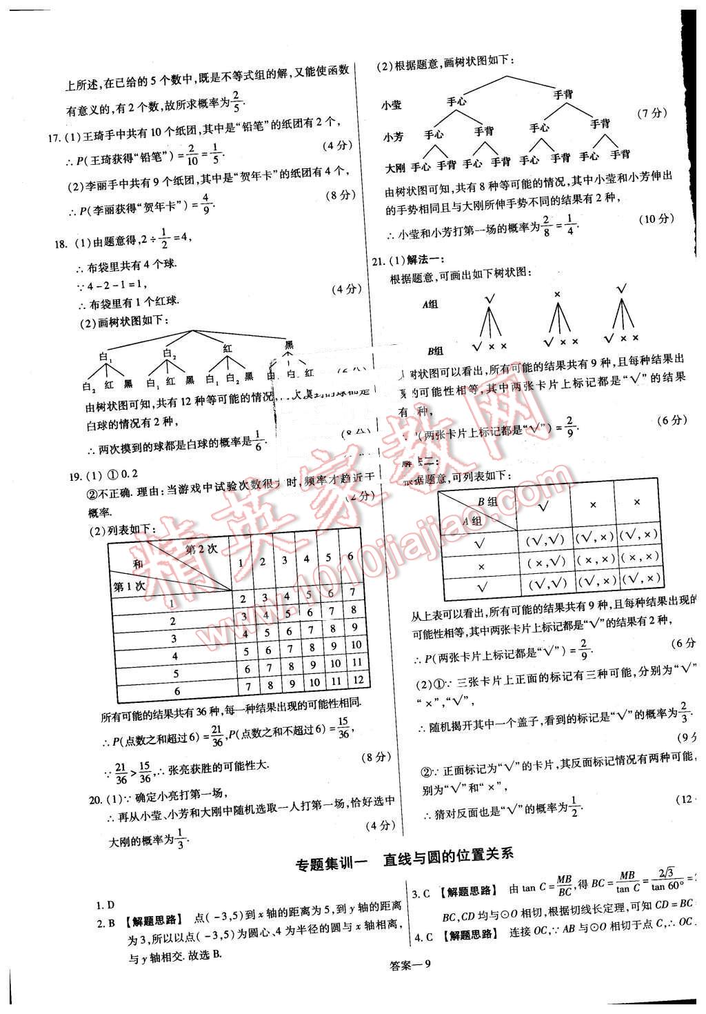 2016年金考卷活頁題選九年級數(shù)學(xué)下冊滬科版 第9頁