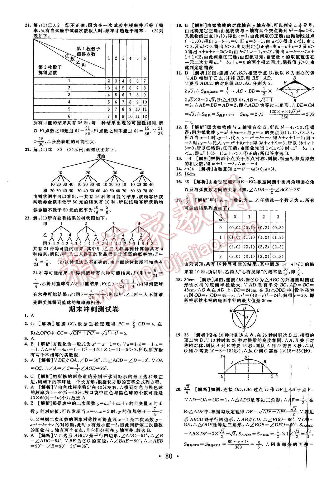 2015年期末考向標(biāo)海淀新編跟蹤突破測(cè)試卷九年級(jí)數(shù)學(xué)全一冊(cè)人教版 第4頁