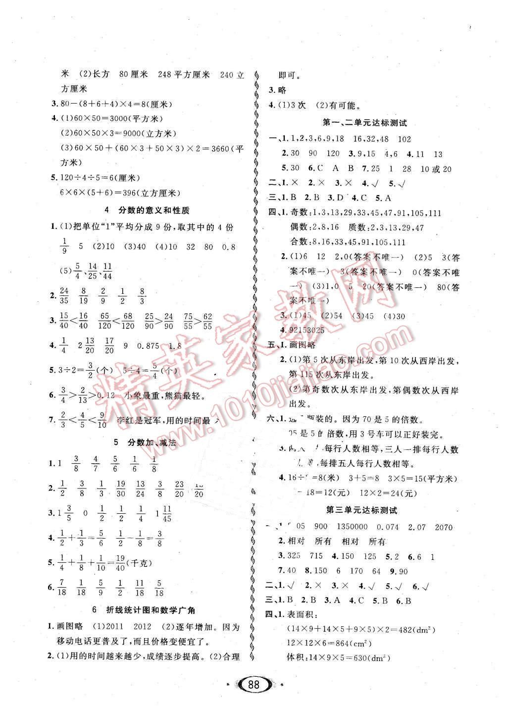 2016年小學生1課3練培優(yōu)作業(yè)本五年級數(shù)學下冊人教版 第6頁