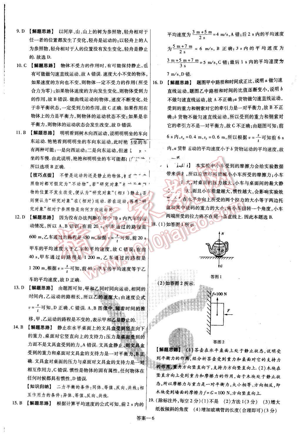 2016年金考卷活页题选八年级物理下册沪粤版 第6页