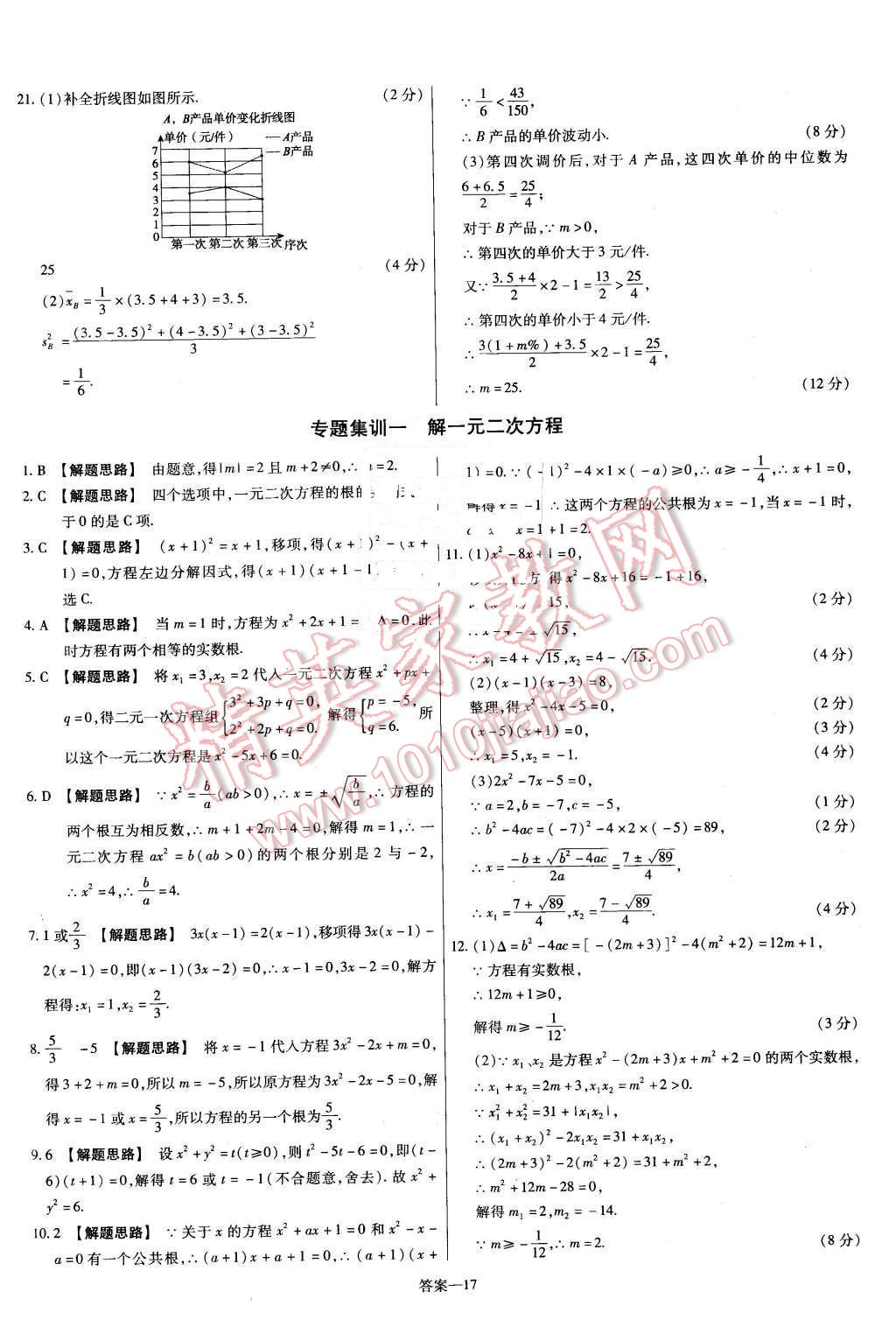 2016年金考卷活页题选八年级数学下册沪科版 第17页