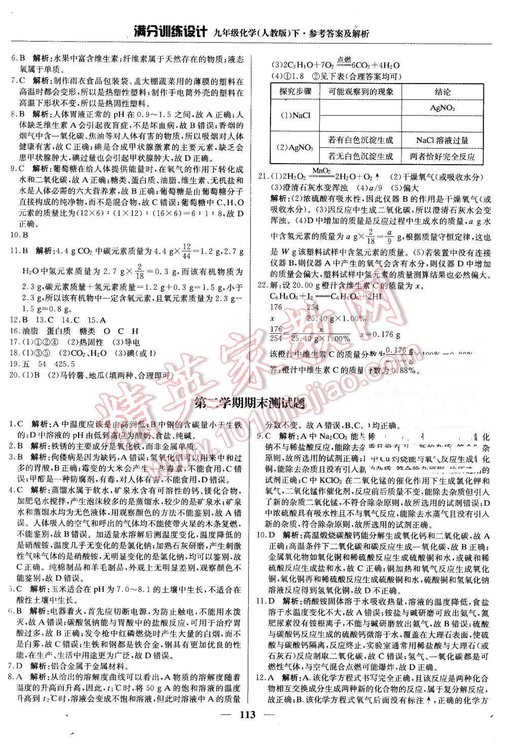 2016年满分训练设计九年级化学下册人教版 第26页