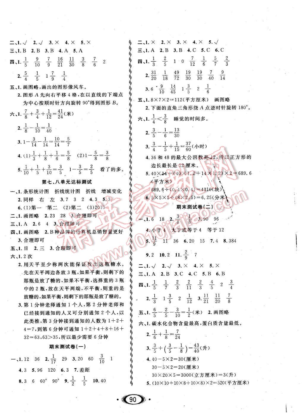 2016年小學(xué)生1課3練培優(yōu)作業(yè)本五年級數(shù)學(xué)下冊人教版 第8頁