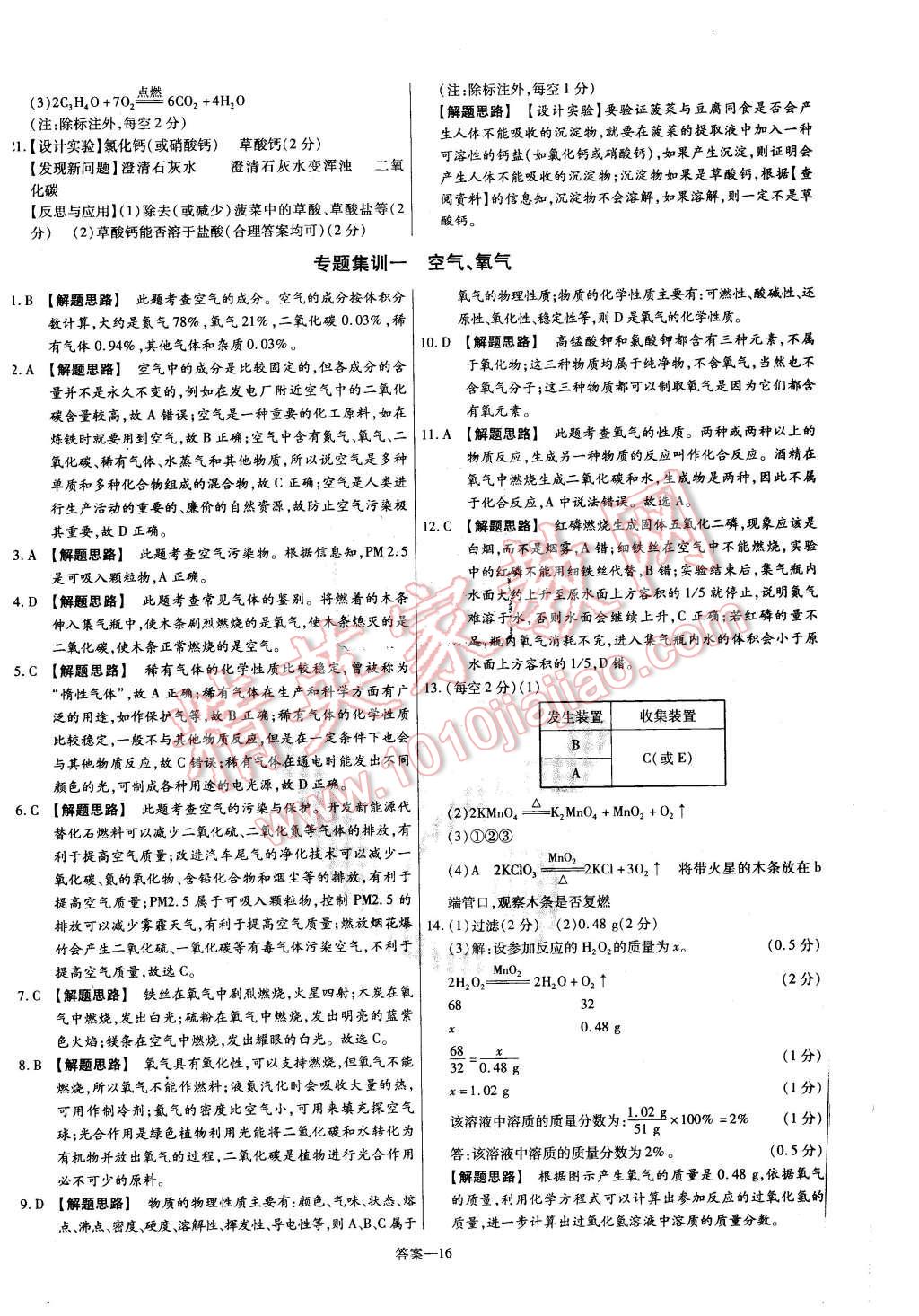 2016年金考卷活页题选九年级化学下册人教版 第16页