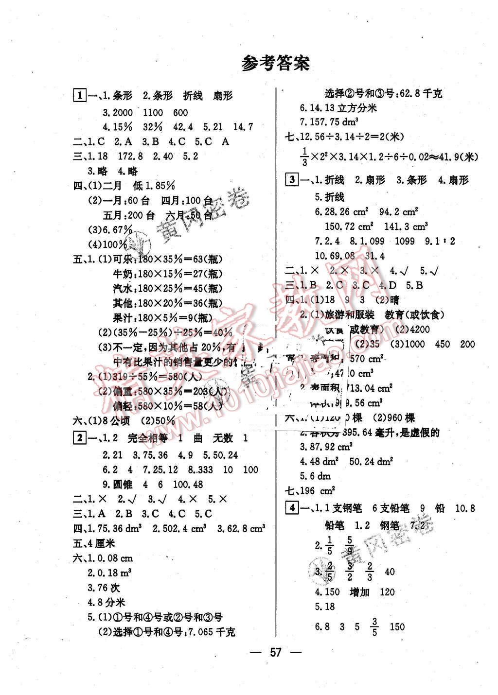 2016年王后雄黄冈密卷六年级数学下册江苏版 第1页