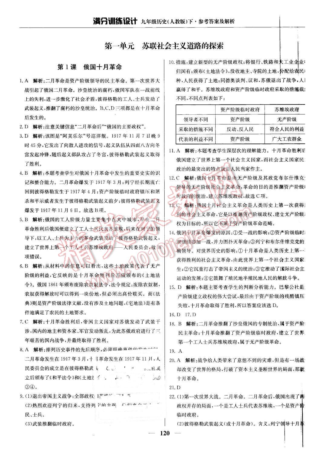 2016年滿分訓練設計九年級歷史下冊人教版 第1頁