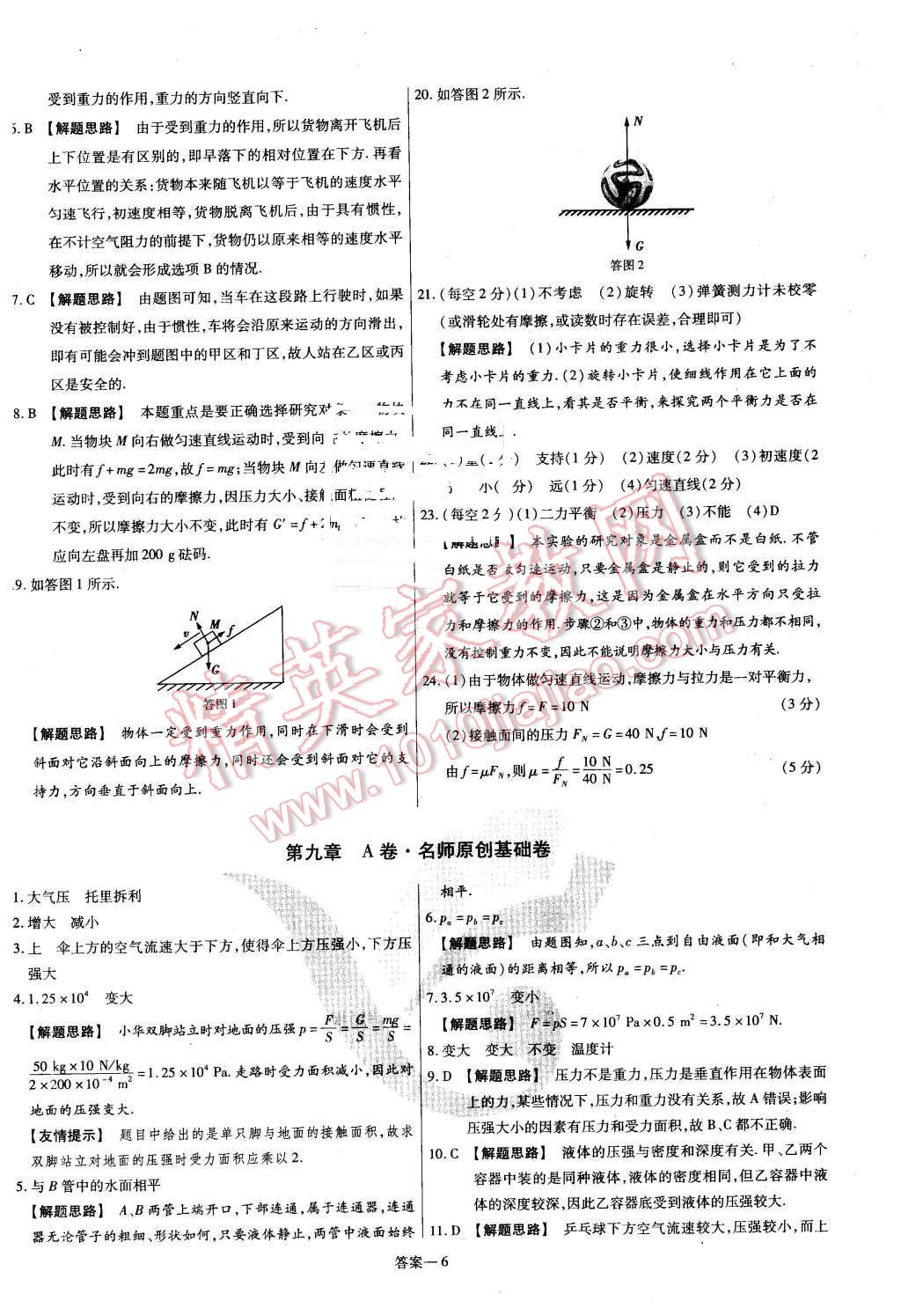 2016年金考卷活页题选名师名题单元双测卷八年级物理下册人教版 第6页