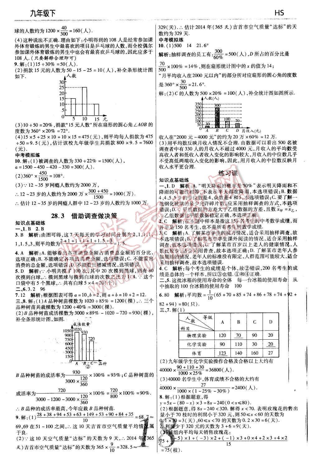 2016年一线调研学业测评九年级数学下册华师大版 第18页