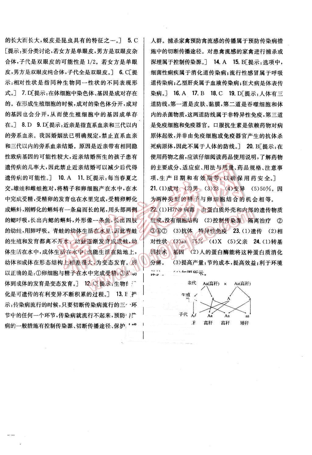 2016年全科王同步课时练习八年级生物下册人教版 第22页