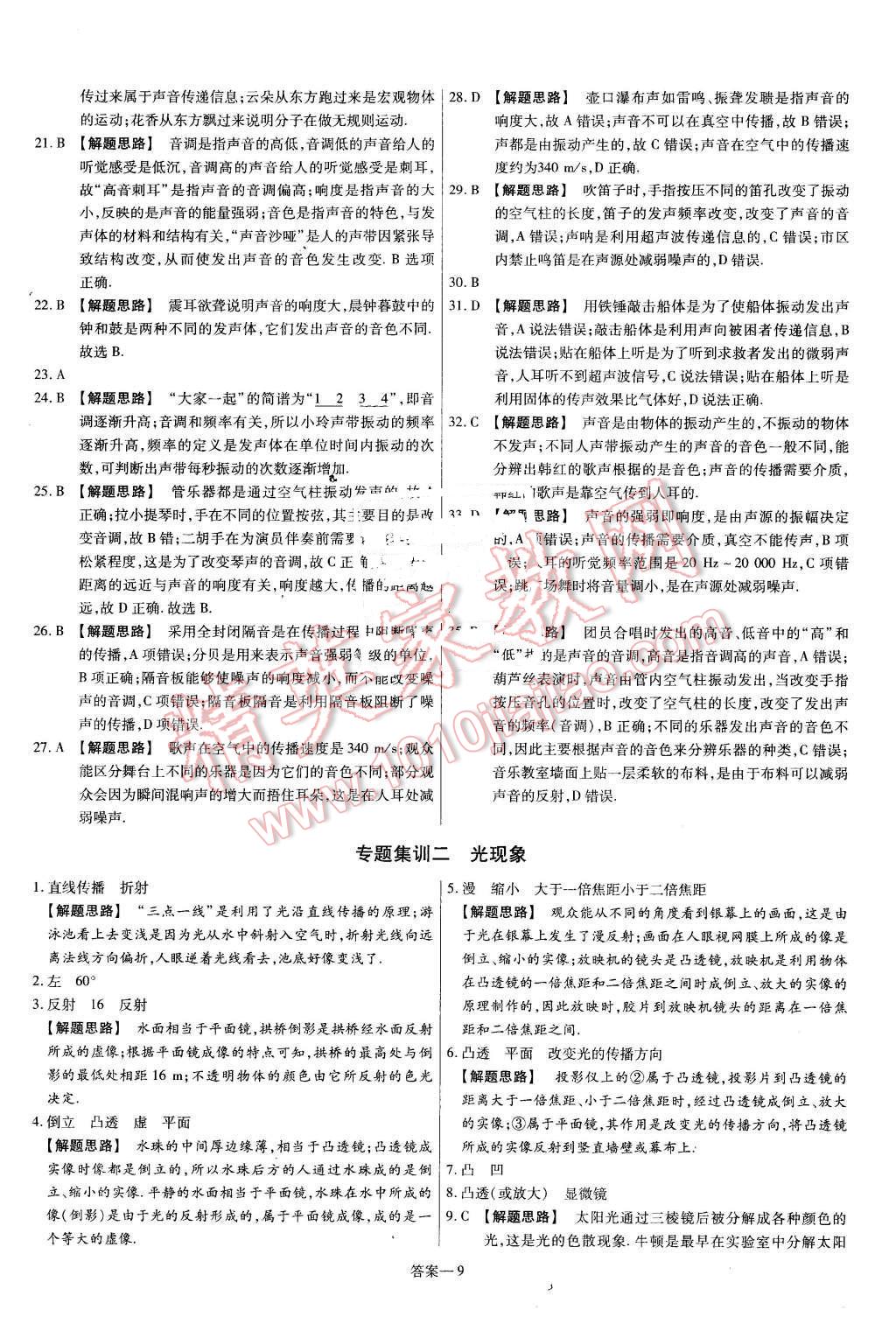 2016年金考卷活頁題選九年級(jí)物理下冊(cè)滬粵版 第9頁