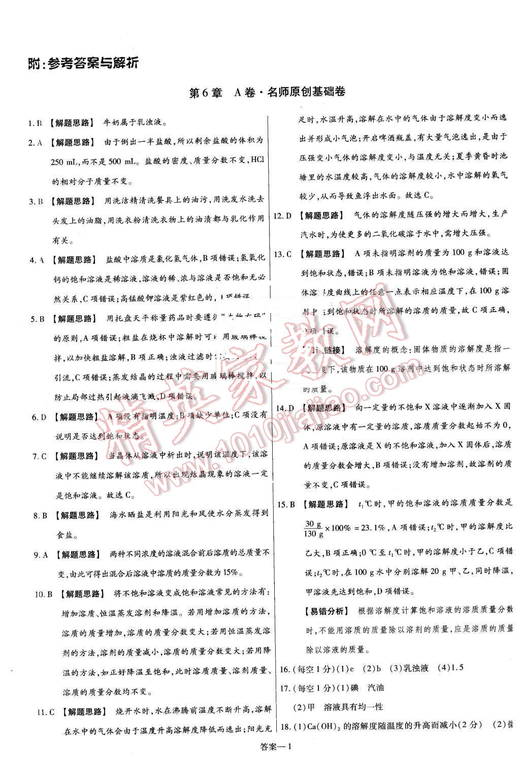 2016年金考卷活頁題選九年級化學(xué)下冊滬教版 第1頁