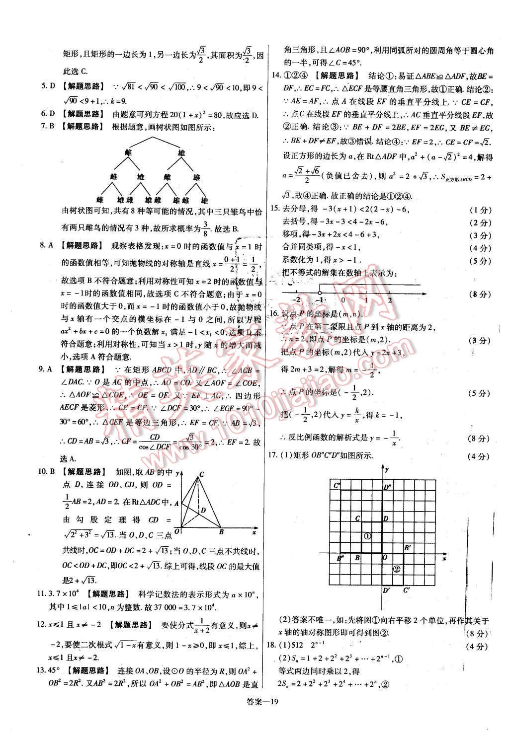 2016年金考卷活頁題選九年級數(shù)學(xué)下冊滬科版 第19頁