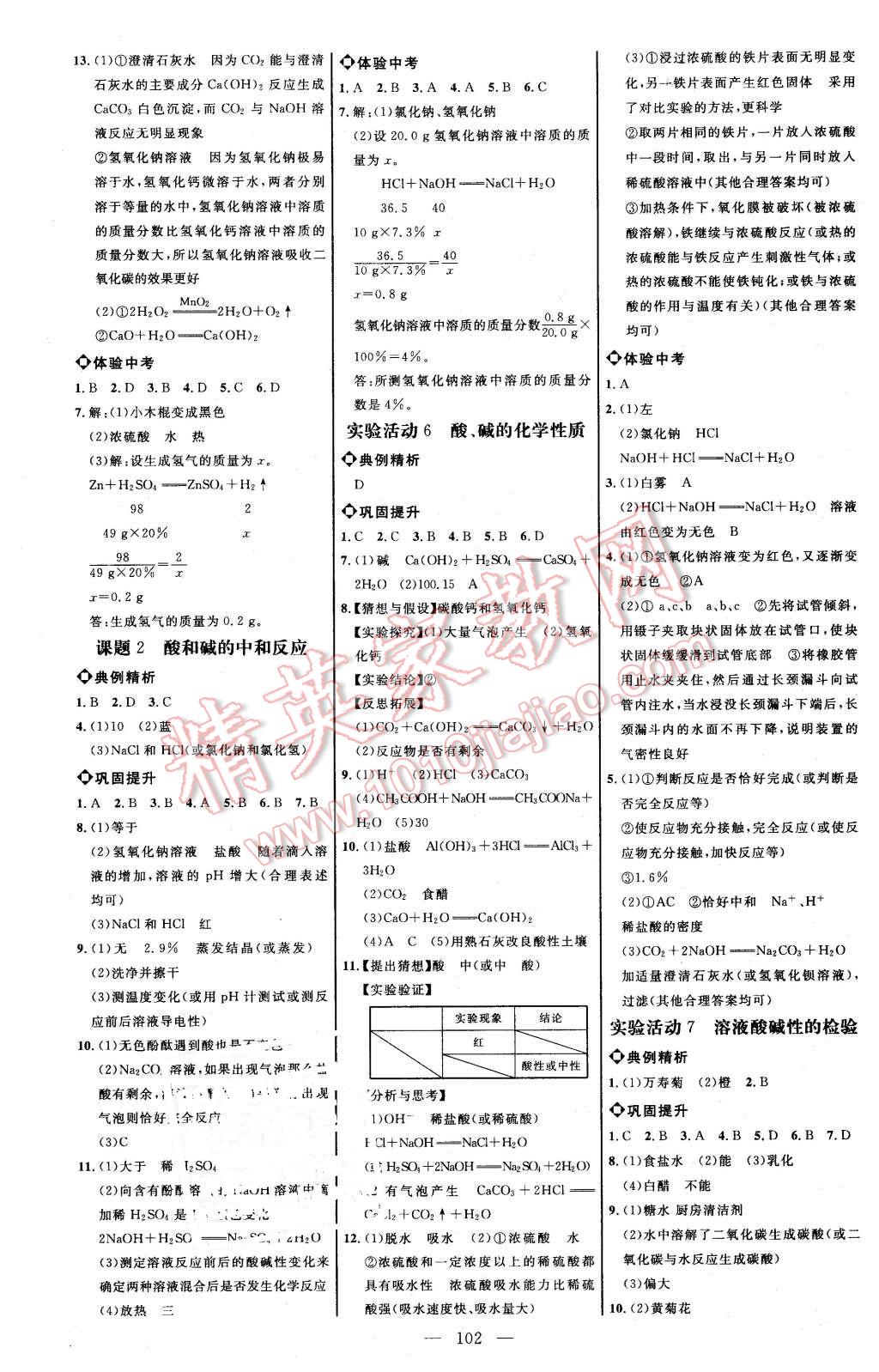 2016年细解巧练九年级化学下册人教版 第4页