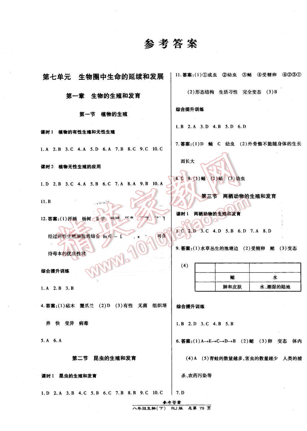 2016年高效课时通10分钟掌控课堂八年级生物下册人教版 第1页