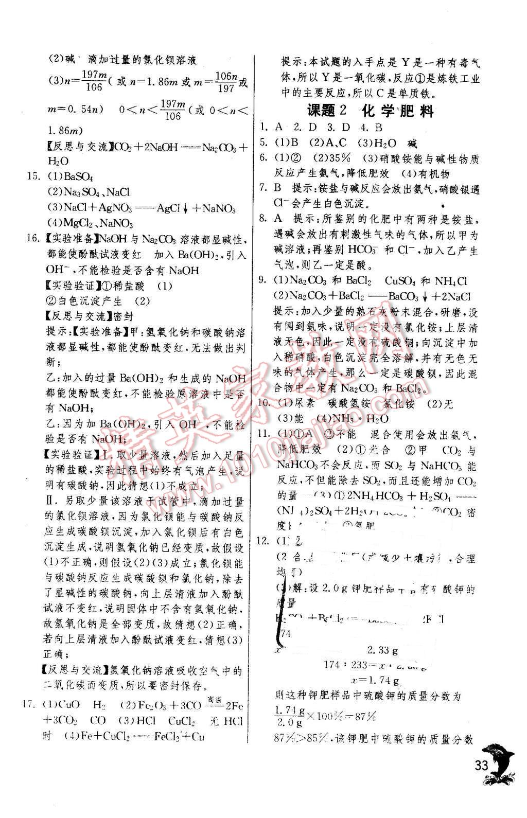 2016年实验班提优训练九年级化学下册人教版 第33页