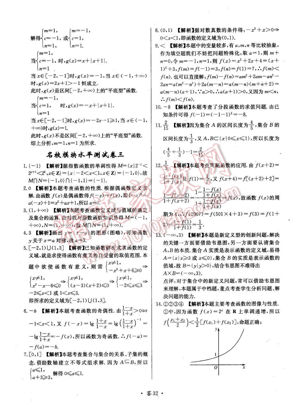 2015年天利38套對(duì)接高考單元專題測(cè)試卷數(shù)學(xué)必修1北師大版 第32頁(yè)