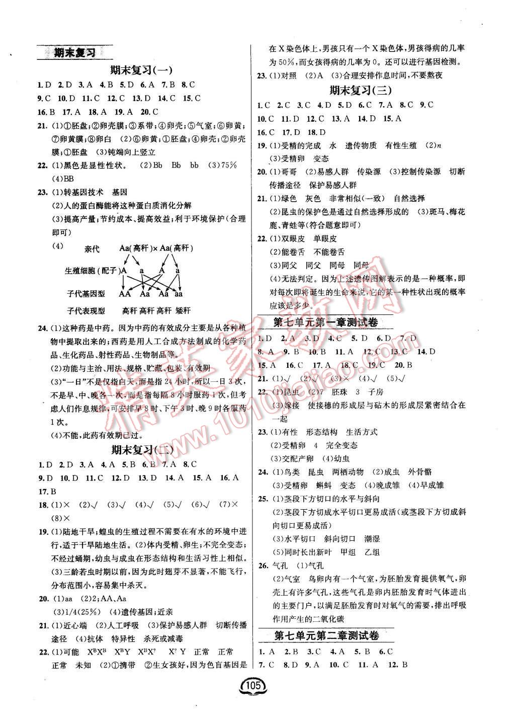 2016年鐘書金牌新教材全練八年級(jí)生物下冊(cè)人教版 第7頁