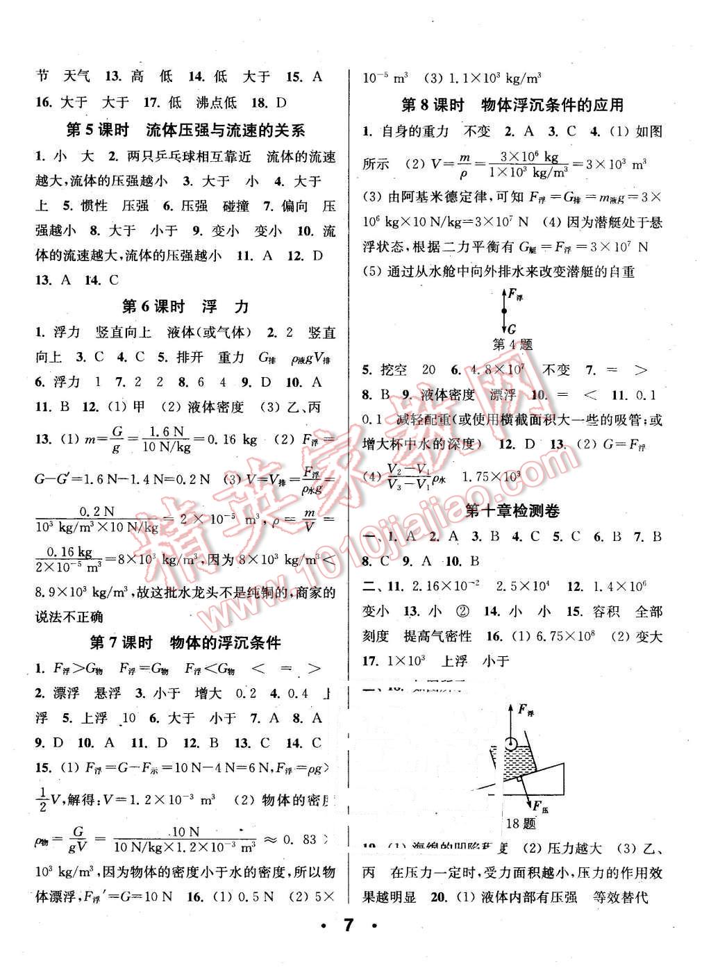 2016年通城學(xué)典小題精練八年級(jí)物理下冊(cè)蘇科版 第7頁(yè)