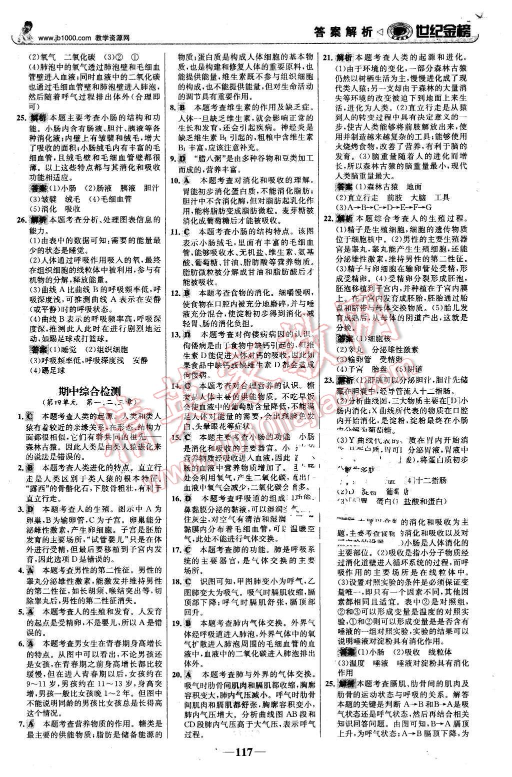 2016年世紀(jì)金榜金榜學(xué)案七年級(jí)生物下冊(cè)人教版 第26頁